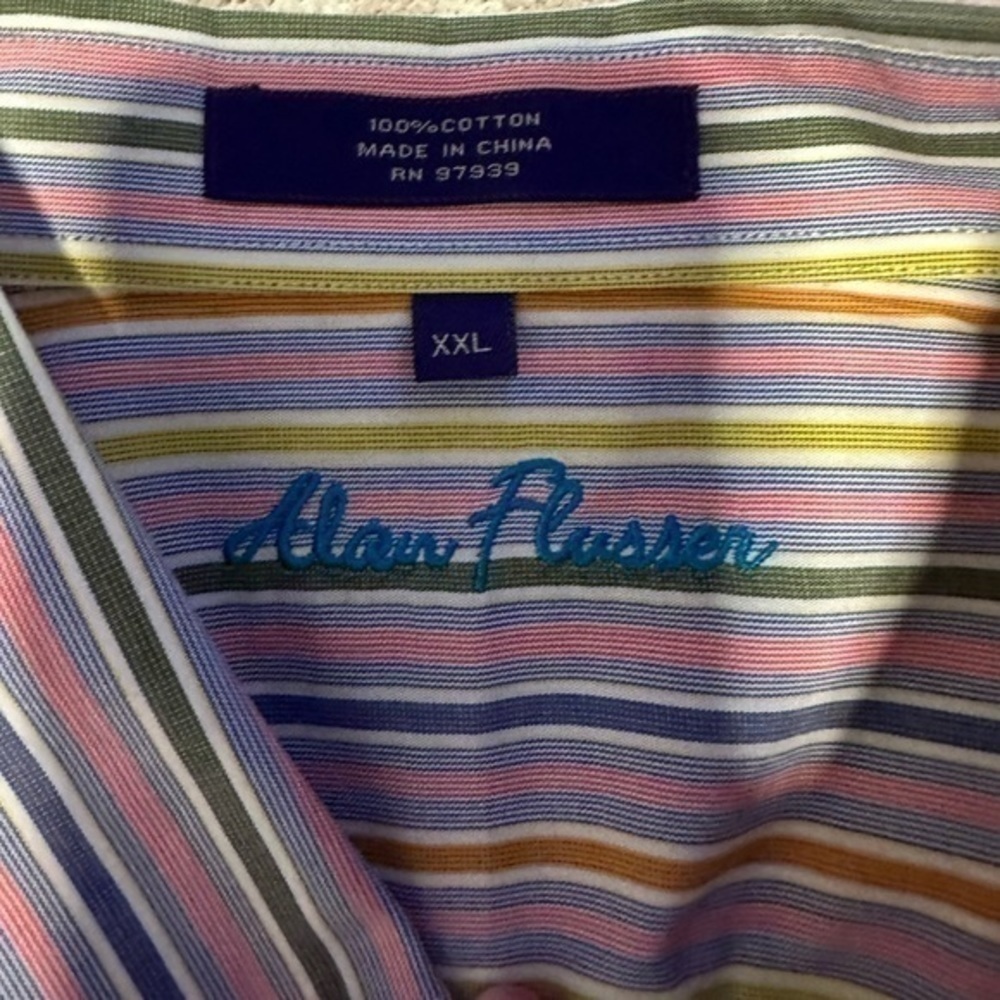 NWOT Alan Flusser Striped Button Down Dress Shirt